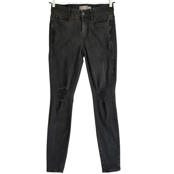 torrid Denim - Torrid Womens Bombshell Skinny Jeans Size 10T Black Distressed Ripped High Rise